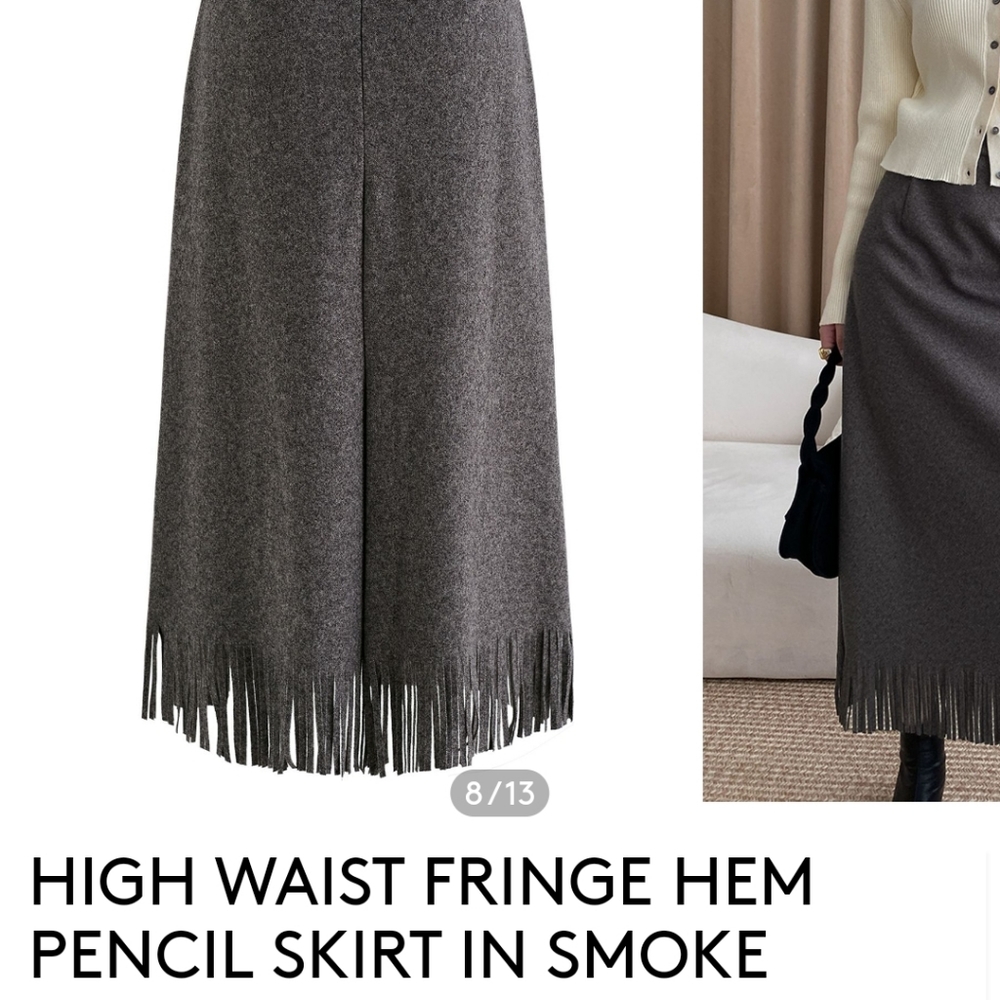 Wool fringe skirt